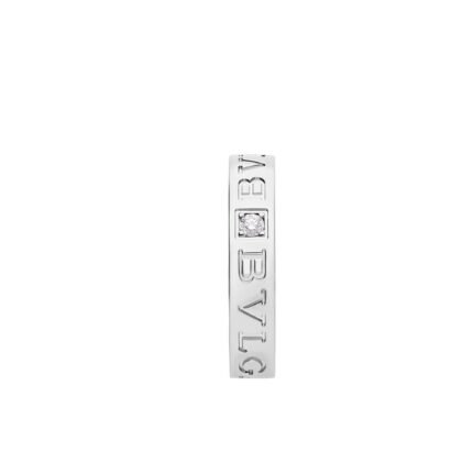 Pre-Owned Bvlgari B.zero1 Essential Band Ring in 18 kt White Gold Set with a Diamond