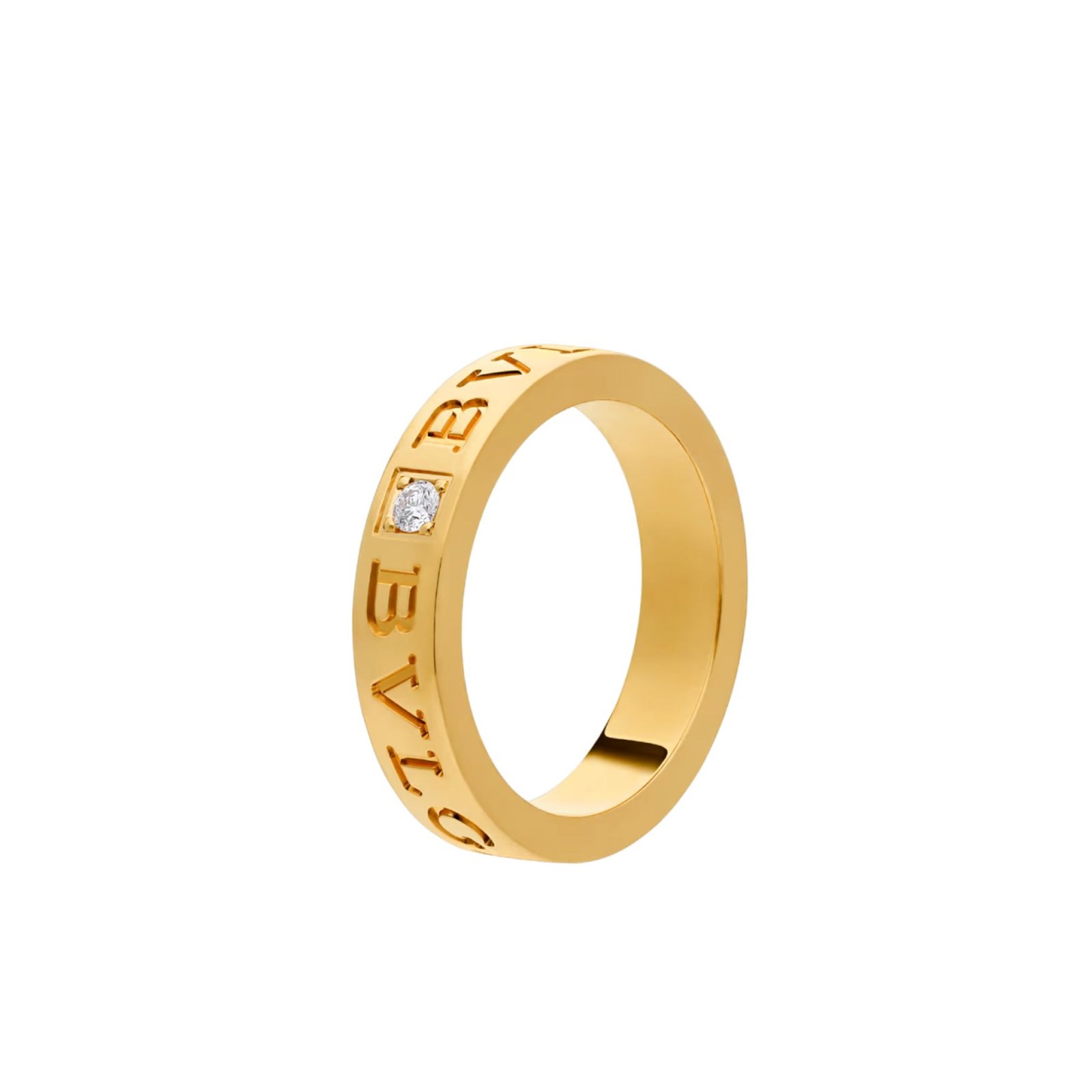 Pre-Owned Bvlgari B.zero1 Essential Band Ring in 18 kt Yellow Gold Set with a Diamond Pre-Owned Bvlgari B.zero1 Essential Band Ring in 18 kt Yellow Gold Set with a Diamond
