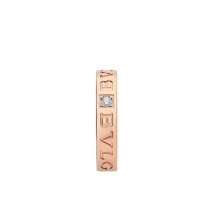 Pre-Owned Bvlgari B.zero1 Essential Band Ring in 18K Rose Gold Set with a Diamond