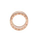 Pre-Owned Bvlgari B.zero1 Four-Band Ring with 18 kt Rose Gold Loops and White Ceramic Spiral - Image 2