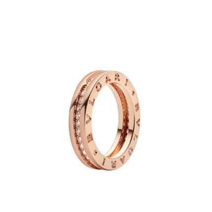 Pre-Owned Bvlgari B.zero1 One-Band Ring in 18K Rose Gold Set with Pavé Diamonds on the Spiral