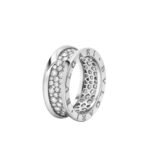 Pre-Owned Bvlgari B.zero1 Ring in 18K White Gold Set with Pavé Diamonds on the Spiral