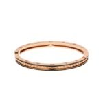 Pre-Owned Bvlgari B.zero1 Rock 18K Rose Gold and Black Ceramic Studded Bangle Bracelet - Image 2