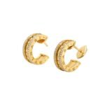 Pre-Owned Bvlgari B.zero1 Rock 18K Yellow Gold Earrings with Studded Spiral and Pavé Diamonds