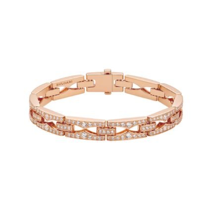 Pre-Owned Bvlgari B.zero1 Rock Chain 18K Rose Gold Full Pavé Diamond Soft Bracelet