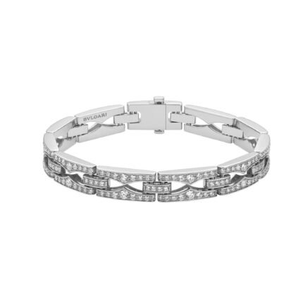 Pre-Owned Bvlgari B.zero1 Rock Chain 18K White Gold Full Pavé Diamond Soft Braceleta