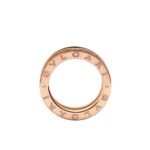 Pre-Owned Bvlgari B.zero1 Rock Two-Band Ring in 18K Rose Gold with Studded Spiral and Black Ceramic Inserts - Image 2