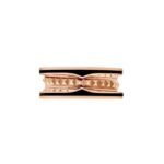 Pre-Owned Bvlgari B.zero1 Rock Two-Band Ring in 18K Rose Gold with Studded Spiral and Black Ceramic Inserts - Image 3