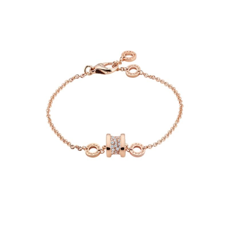 Pre-Owned Bvlgari B.zero1 Soft 18K Rose Gold Pavé Diamond Bracelet