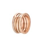 Pre-Owned Bvlgari B.zero1 Three-Band Ring in 18K Rose Gold Set with Demi-Pavé Diamonds