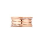 Pre-Owned Bvlgari B.zero1 Three-Band Ring in 18K Rose Gold Set with Demi-Pavé Diamonds - Image 3