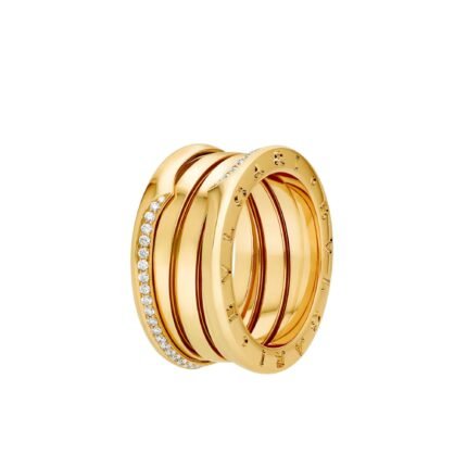 Pre-Owned Bvlgari B.zero1 Three-Band Ring in 18K Yellow Gold Set with Demi-Pavé Diamonds