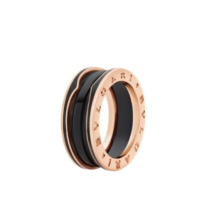 Pre-Owned Bvlgari B.zero1 Two-Band Ring in 18 kt Rose Gold with Matte Black Ceramic