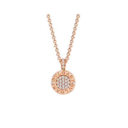 Pre-Owned Bvlgari Bvlgari 18K Rose Gold Green Jade and Pavé Diamond Necklace