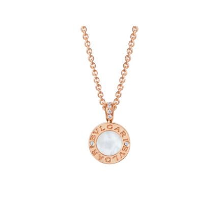 Pre-Owned Bvlgari Bvlgari 18K Rose Gold Mother-of-Pearl, Onyx and Pavé Diamond Necklace