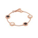 Pre-Owned Bvlgari Bvlgari 18K Rose Gold Mother-of-Pearl and Onyx Bracelet (15–19 cm)