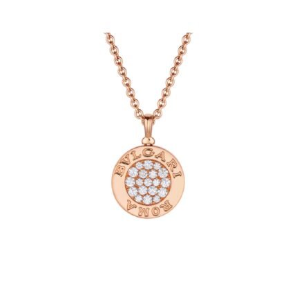 Pre-Owned Bvlgari Bvlgari 18K Rose Gold Mother-of-Pearl and Pavé Diamond Necklace (0.34 ct)