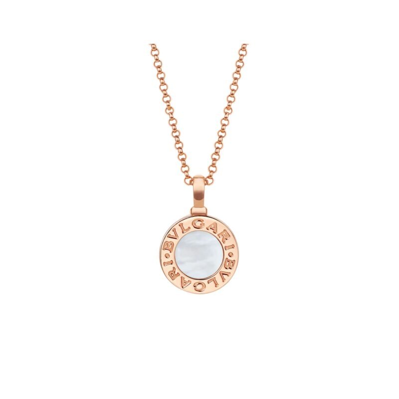 Pre-Owned Bvlgari Bvlgari 18K Rose Gold and Mother-of-Pearl Circle Pendant Necklace
