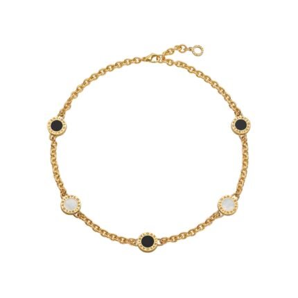 Pre-Owned Bvlgari Bvlgari 18K Yellow Gold Mother-of-Pearl and Onyx Necklace
