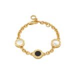 Pre-Owned Bvlgari Bvlgari 18K Yellow Gold Mother-of-Pearl and Onyx Soft Bracelet - Image 2