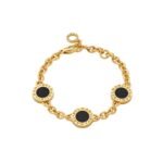 Pre-Owned Bvlgari Bvlgari 18K Yellow Gold Mother-of-Pearl and Onyx Soft Bracelet