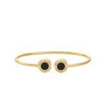 Pre-Owned Bvlgari Bvlgari 18K Yellow Gold Onyx Wire Bracelet - Image 2