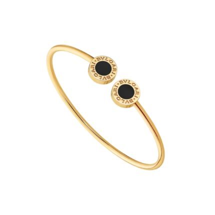 Pre-Owned Bvlgari Bvlgari 18K Yellow Gold Onyx Wire Bracelet
