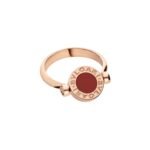 Pre-Owned Bvlgari Bvlgari Flip Ring in 18 k Rose Gold Set with Mother-of-Pearl and Carnelian Elements