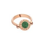 Pre-Owned Bvlgari Bvlgari Flip Ring in 18K Rose Gold Set with Jade and Pavé Diamonds - Image 2