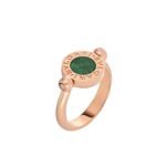 Pre-Owned Bvlgari Bvlgari Flip Ring in 18K Rose Gold Set with Jade and Pavé Diamonds