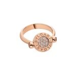 Pre-Owned Bvlgari Bvlgari Flip Ring in 18K Rose Gold Set with Jade and Pavé Diamonds - Image 4