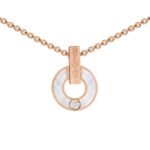 Pre-Owned Bvlgari Bvlgari Openwork 18K Rose Gold Mother-of-Pearl and Diamond Necklace - Image 3