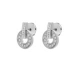 Pre-Owned Bvlgari Bvlgari Openwork 18K White Gold Earrings with Full Pavé Diamonds