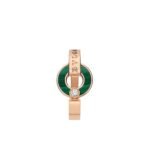 Pre-Owned Bvlgari Bvlgari Openwork Ring in 18K Rose Gold Set with Malachite Elements and a Round Brilliant-Cut Diamond - Image 2