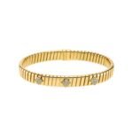 Pre-Owned Bvlgari Bvlgari Tubogas 18K Yellow Gold Diamond Pavé Stud Bracelet