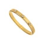 Pre-Owned Bvlgari Bvlgari Tubogas 18K Yellow Gold Diamond Pavé Stud Bracelet - Image 2