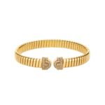 Pre-Owned Bvlgari Bvlgari Tubogas 18K Yellow Gold Pavé Diamond Bracelet - Image 3
