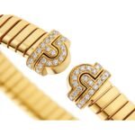 Pre-Owned Bvlgari Bvlgari Tubogas 18K Yellow Gold Pavé Diamond Bracelet - Image 2
