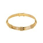 Pre-Owned Bvlgari Bvlgari Tubogas 18K Yellow Gold Pavé Diamond Necklace