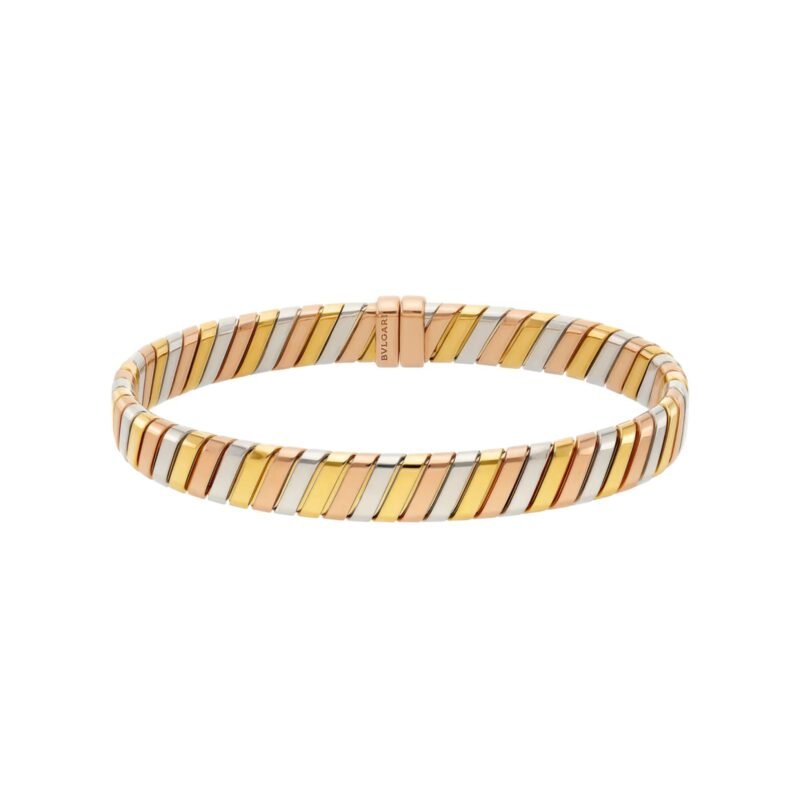 Pre-Owned Bvlgari Bvlgari Tubogas 18K Yellow, White and Rose Gold Bracelet