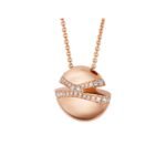 Pre-Owned Bvlgari Cabochon 18K Rose Gold Demi Pavé Diamond Necklace