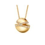 Pre-Owned Bvlgari Cabochon 18K Yellow Gold Demi Pavé Diamond Necklace