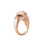 Pre-Owned Bvlgari Cabochon Ring in 18K Rose Gold Set with Demi Pavé Diamonds