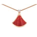Pre-Owned Bvlgari Divas’ Dream 18K Rose Gold, Carnelian and Diamond Necklace - Image 3