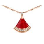 Pre-Owned Bvlgari Divas’ Dream 18K Rose Gold Carnelian and Pavé Diamond Necklace - Image 3