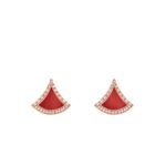 Pre-Owned Bvlgari Divas' Dream 18K Rose Gold Earrings with Carnelian Elements and Pavé Diamonds