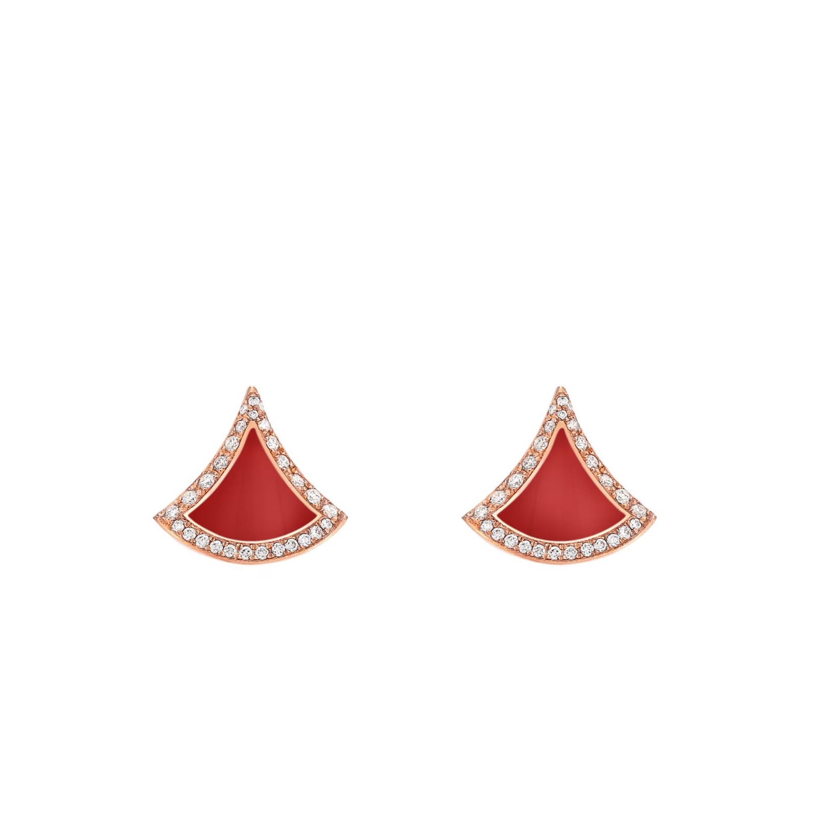 Pre-Owned Bvlgari Divas' Dream 18K Rose Gold Earrings with Carnelian Elements and Pavé Diamonds (1) Pre-Owned Bvlgari Divas' Dream 18K Rose Gold Earrings with Carnelian Elements and Pavé Diamonds