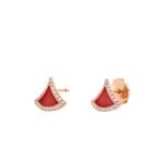 Pre-Owned Bvlgari Divas' Dream 18K Rose Gold Earrings with Carnelian Elements and Pavé Diamonds - Image 3