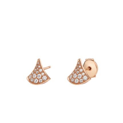 Pre-Owned Bvlgari Divas' Dream 18K Rose Gold Earrings with Pavé Diamonds