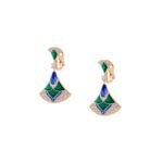 Pre-Owned Bvlgari Divas' Dream 18K Rose Gold Earrings with Round Diamonds, Pear-Shaped Tanzanites, Fancy-Cut Blue Sapphires, Malachite Elements and Pavé Diamonds - Image 3